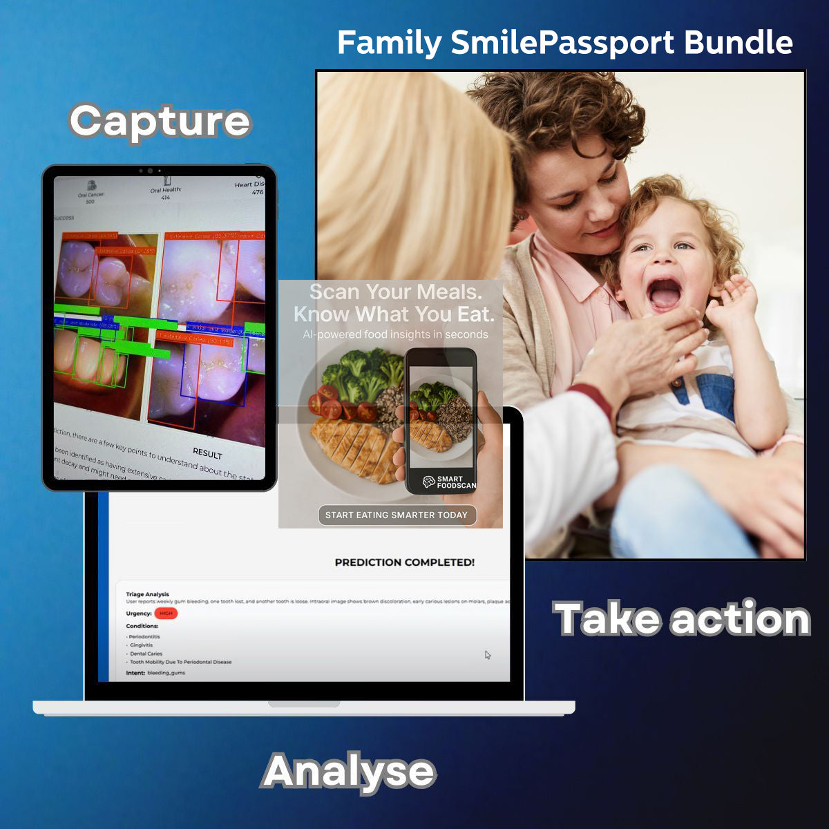 Family SmilePassport  Bundle – 1-Year AI Dental & Nutrition Kit with 2 Smart Toothbrushes